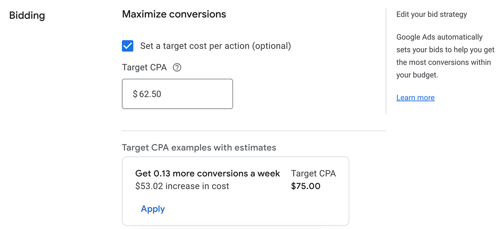 Optimize your bid caps