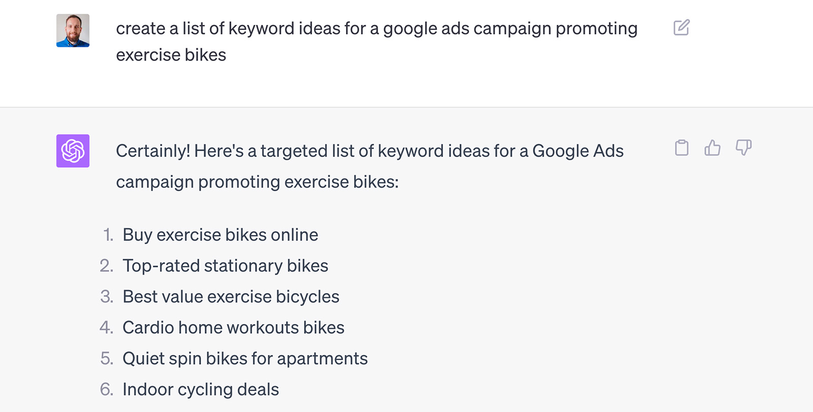 Use ChatGPT or Bard for keyword ideas
