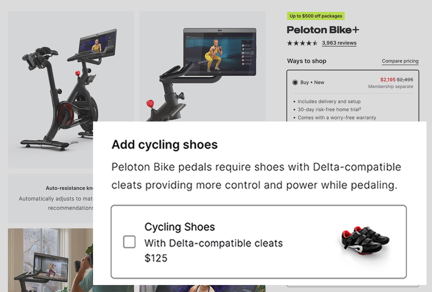Bundles and upsells Peloton